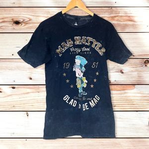 ✨Disney Parks Alice & wonderland mad hatter acid wash graphic T- Shirt